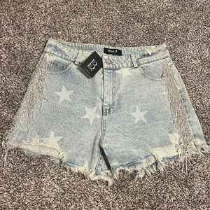 Women’s Jeans Shorts with rhinestones.